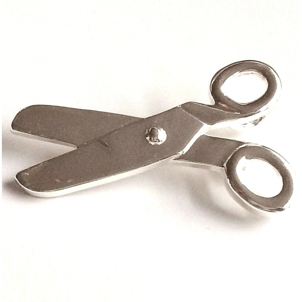 Hair Stylist Scissors Pin Brooch Pendant Necklace Silver Plated Graduation Gift
